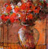 Red Flowers in Tuscan Urn
