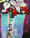 Flowers on Blue Table