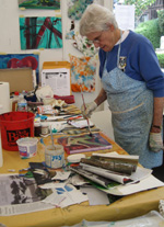 Marie Painting and Collaging