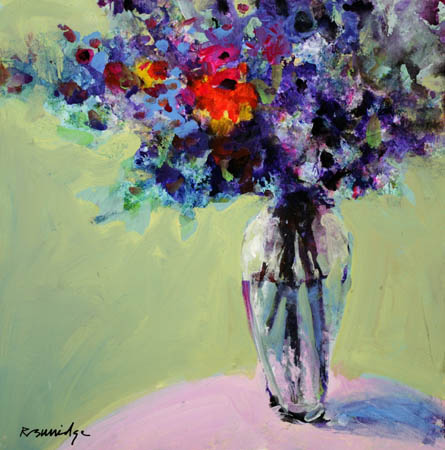 Red Flower Bouquet in Green Room