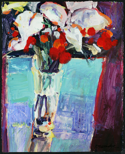 Flowers on Blue Table