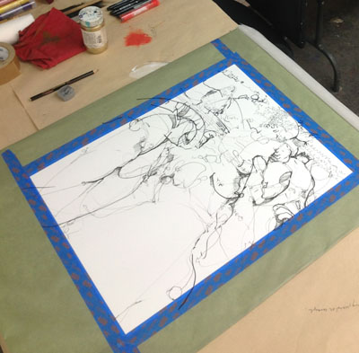 Taping off Border with Blue Painters Tape