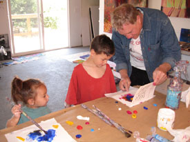 Bob Painting with Grandchildren