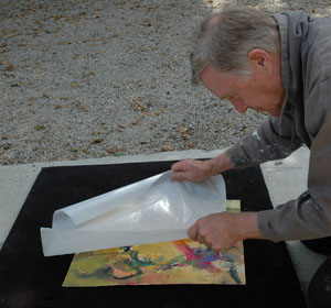 Bob Working with a Sheet of Glassine Paper