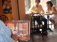 Painting Models in a Gien Cafe